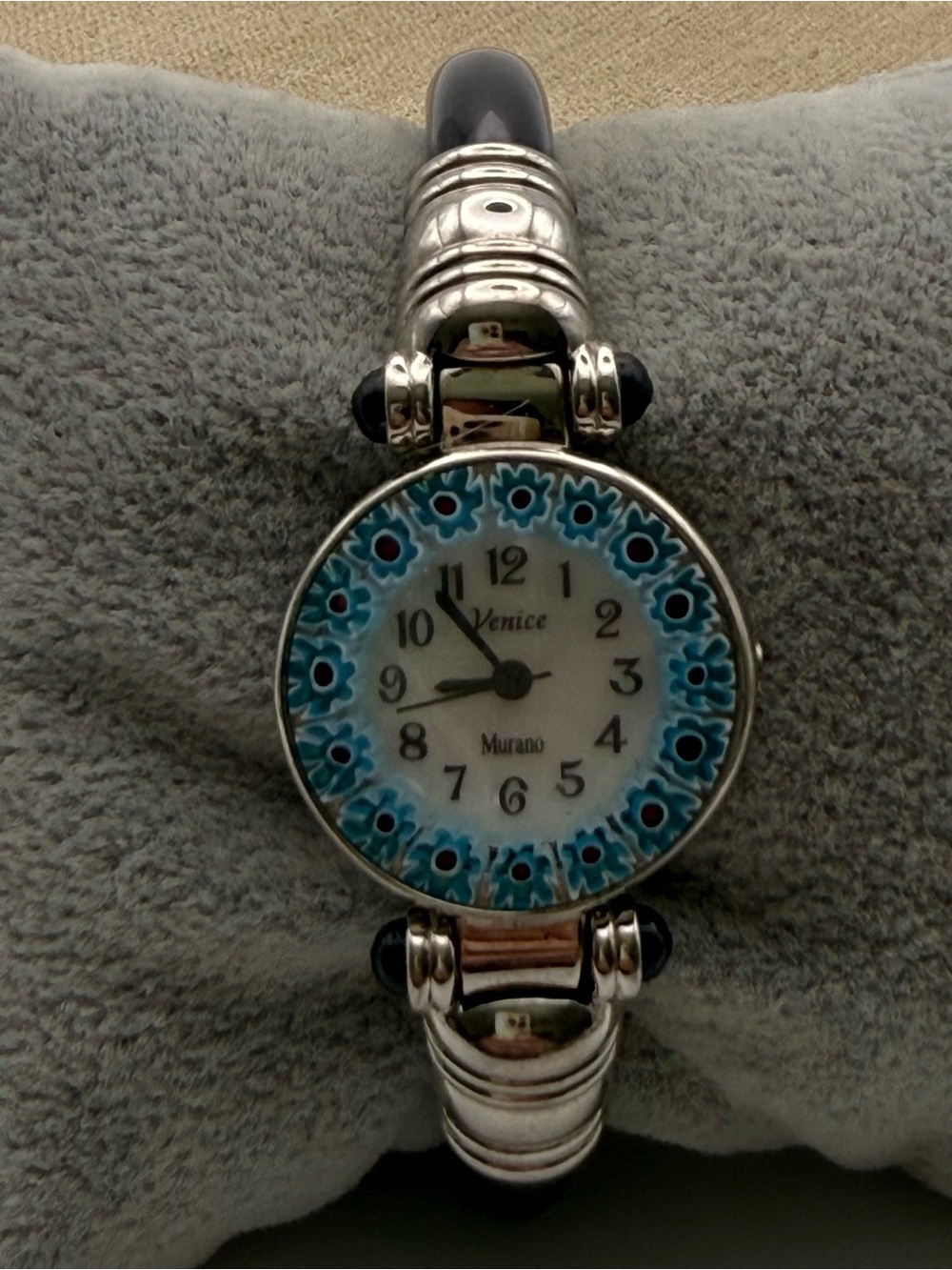 GlassOfVenice Murano Glass Millefiori Watch with plastic Band - Black